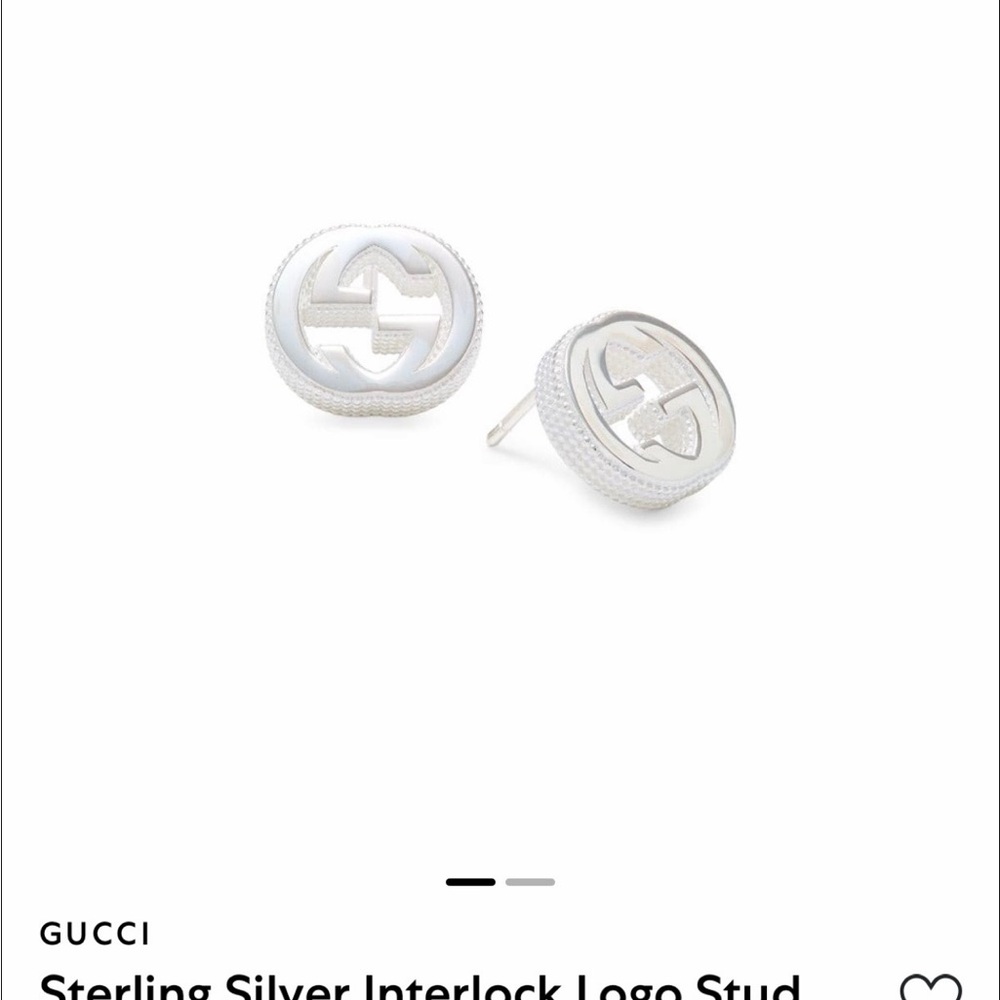 Gucci Silver Logo Stud Earrings